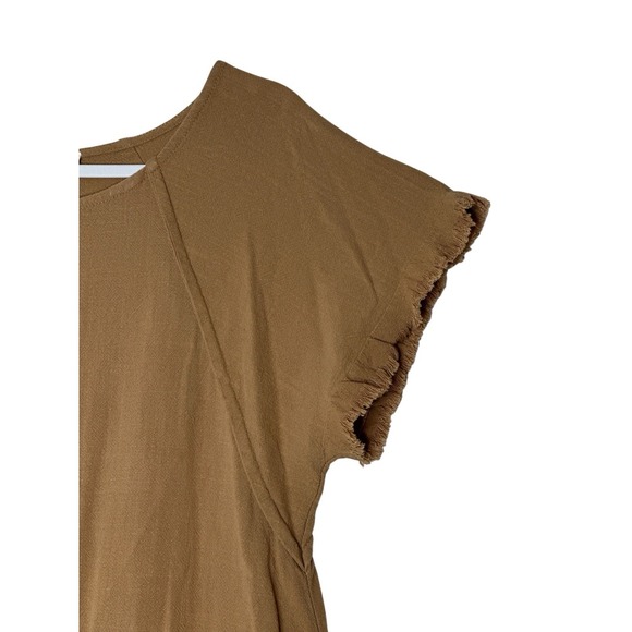 Umgee Top Women's Small Camel Linen Blend Short Sleeve Oversized Classic Beach - Picture 9 of 10